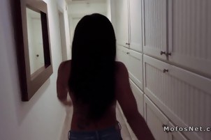 Busty ebony girlfriend fucked in bedroom