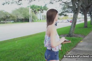 Public starway fuck with broke teen
