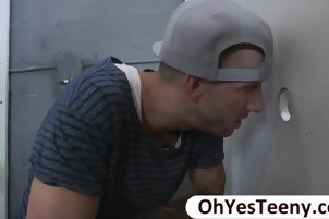 Teen Megan Rain endeavors a big sized cock from a glory hole